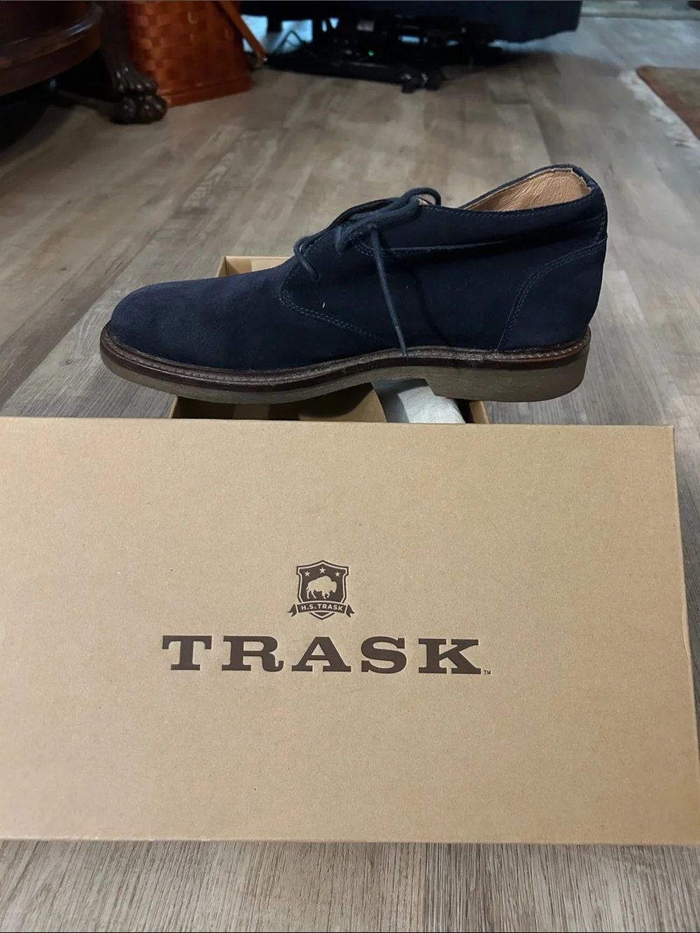 Trask Men's Dark Navy Suede Chukka Boots